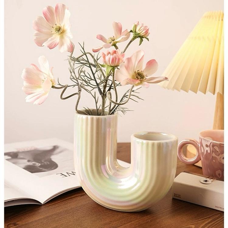 U-Shaped Flower Vase| Modern Flower Vase| Colorful Ceramic Flower Vase 