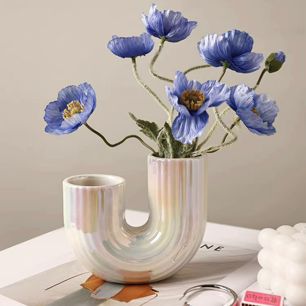 U-Shaped Flower Vase| Modern Flower Vase| Colorful Ceramic Flower Vase 