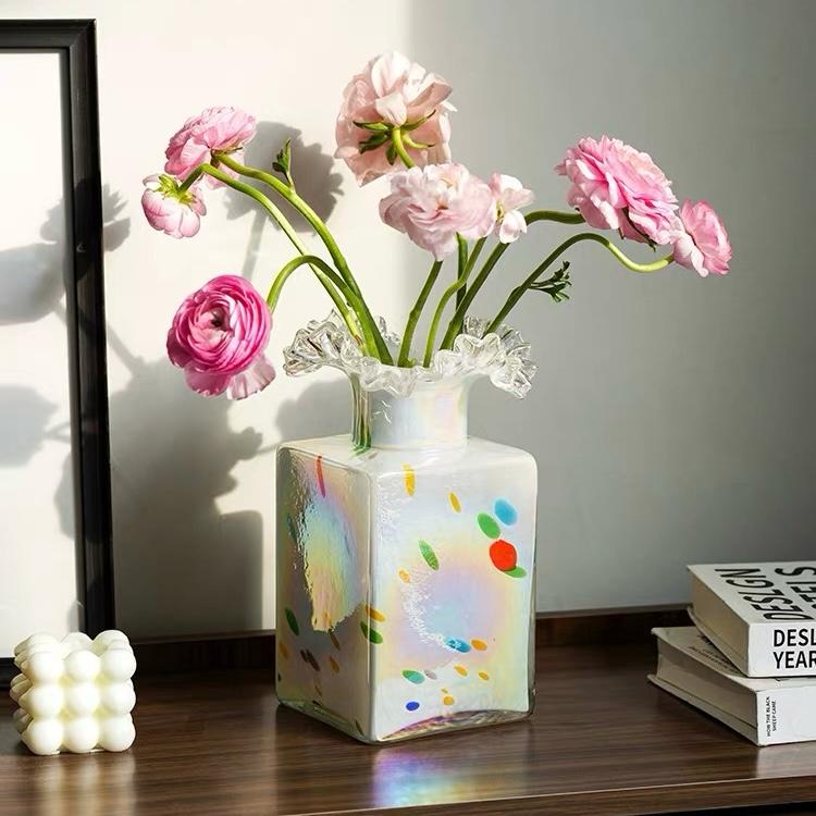 Colored Glaze Modern Flower Vase| French Glass Flower Vase