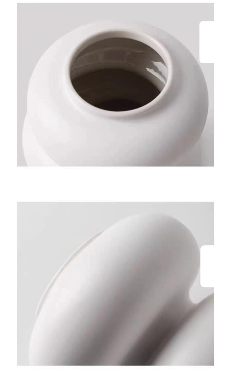 Donut Shaped White Flower Vase | White Circle Ceramic Vase