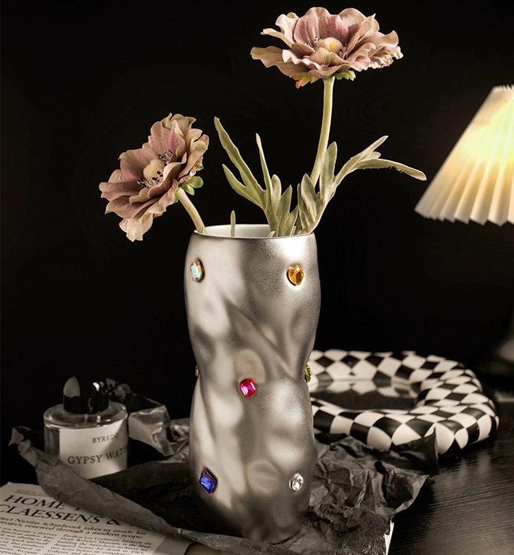 Electroplated Silver Flower Vase | Ceramic Vase