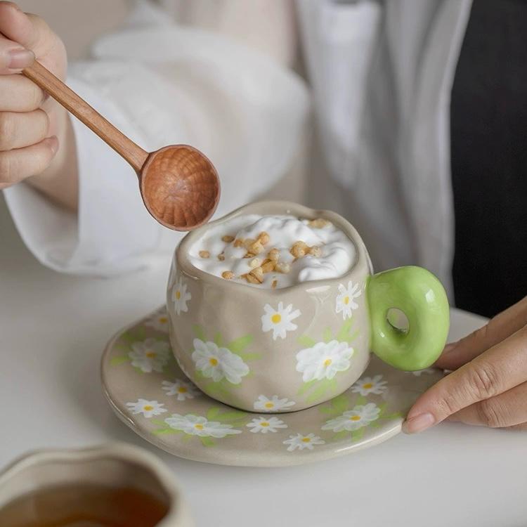 Exquisite French Hand-painted Design Ceramic Cup | Retro Afternoon Tea Cup | Medieval Coffee Cup