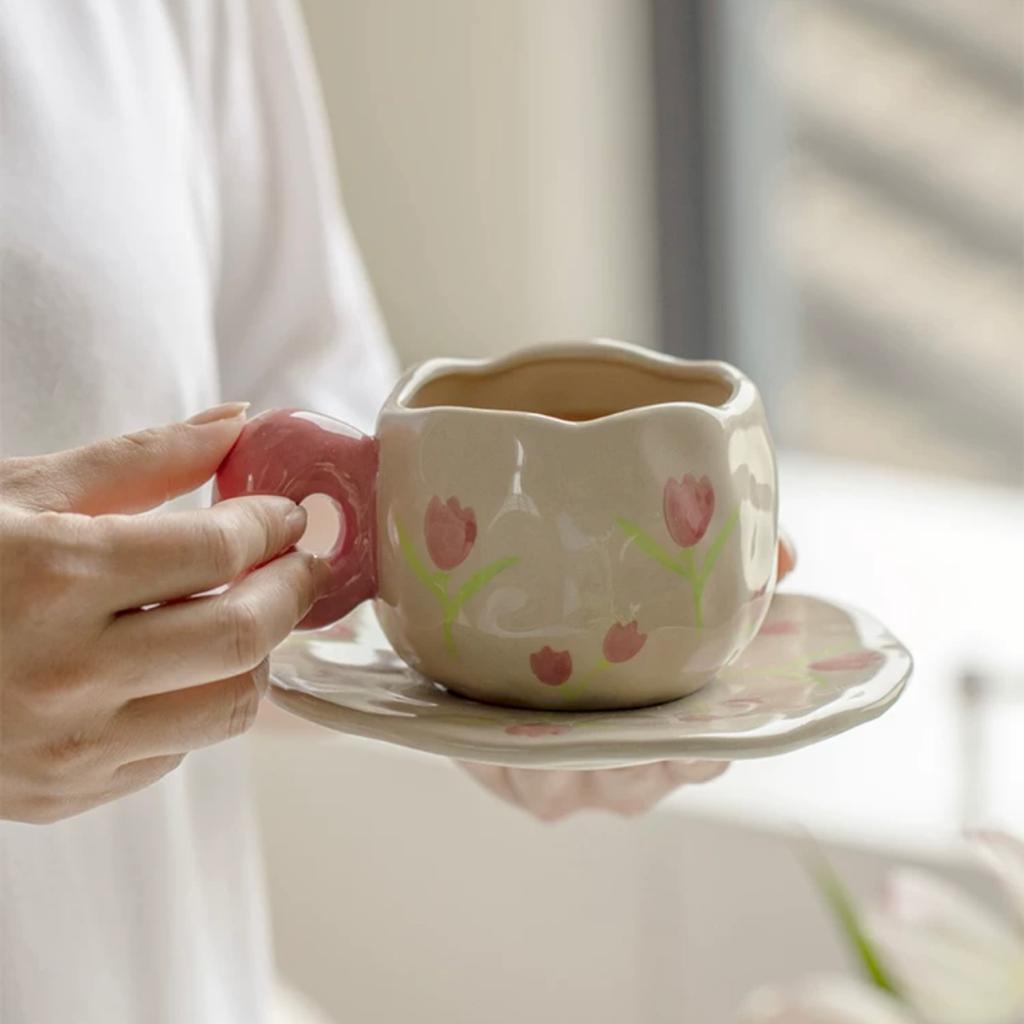 Exquisite French Hand-painted Design Porcelain Cup | Retro Afternoon Tea Cup | Handmade tea cup 