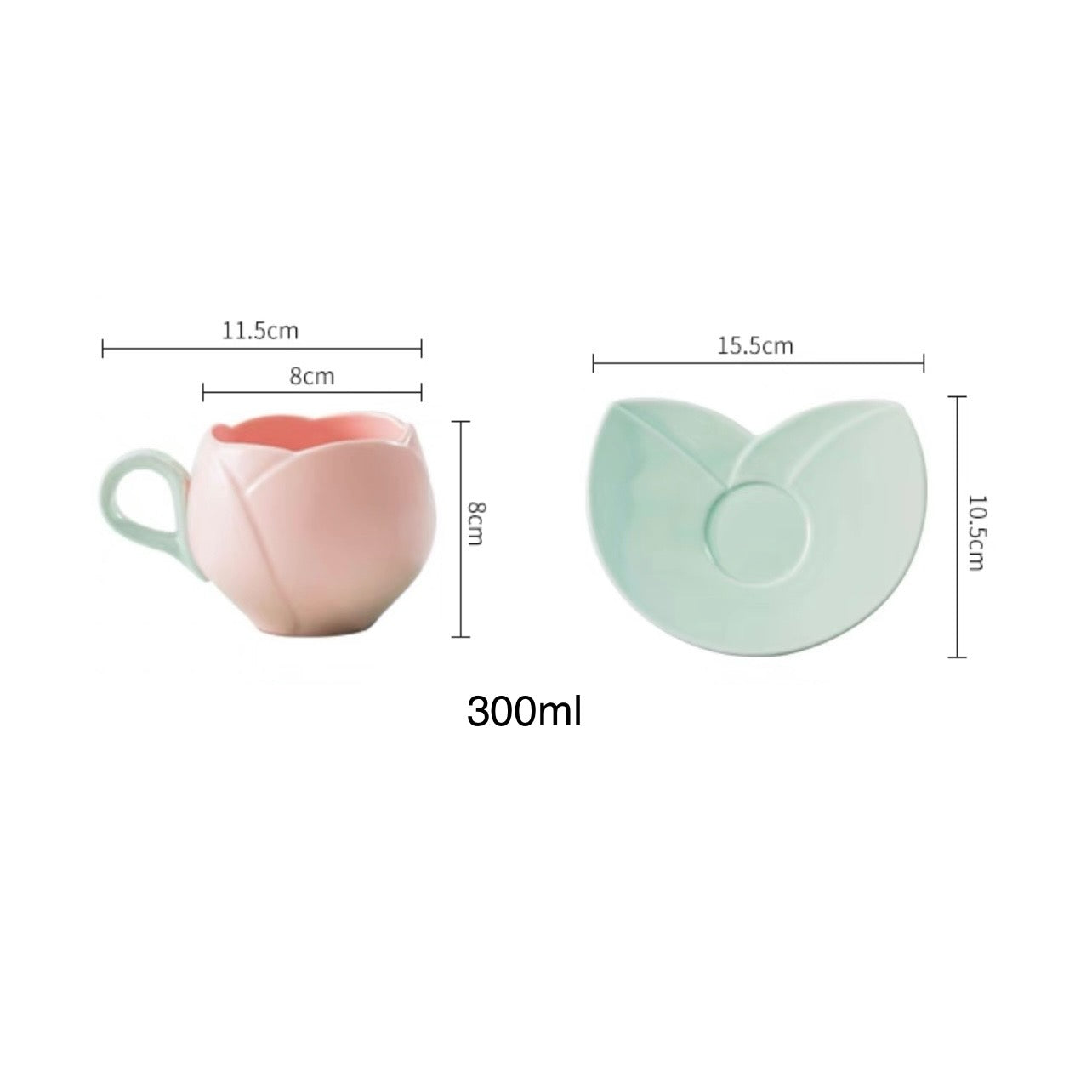 Exquisite Pink Tulip Ceramic Tea Cup | Vintage White Tulip Coffee Cup