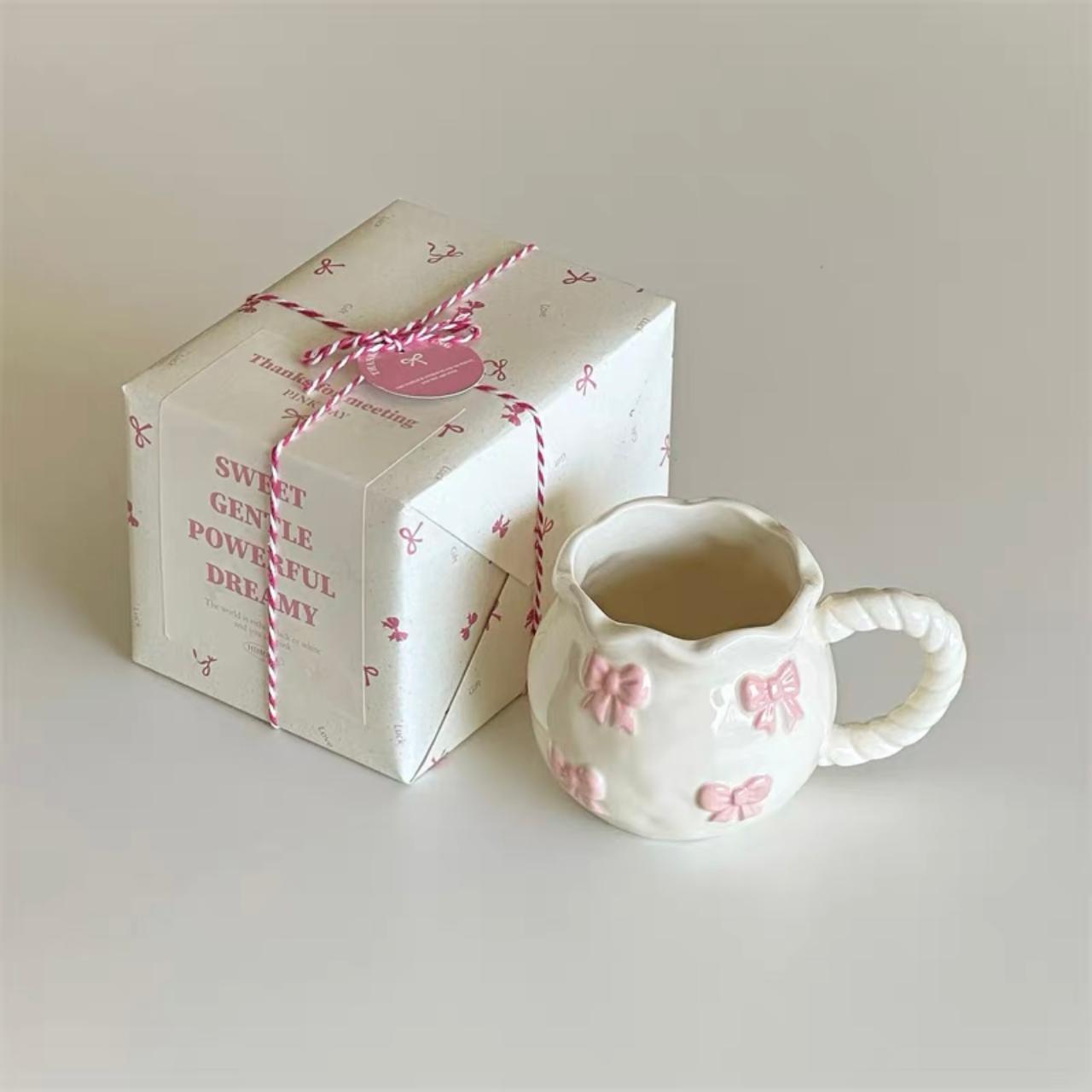 Butterfly Art Pink Mug | Handmade Ceramic Gift Mug